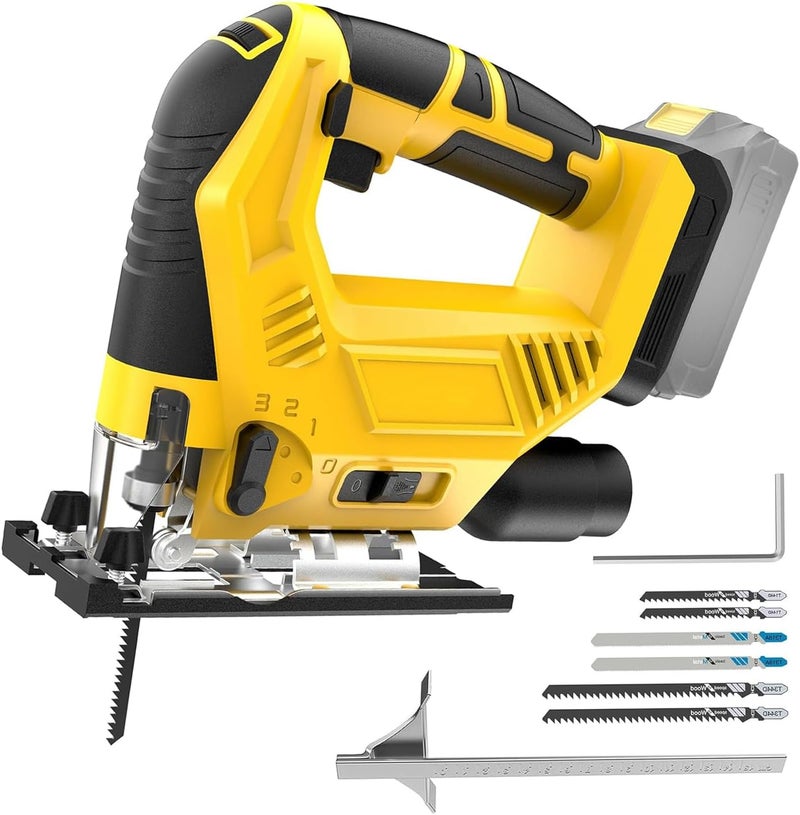 Tsukairo Cordless Brushless Jig Saw Compatible with Dewalt 20V MAX Battery(No Battery), 7 Speeds, 2900RPM, LED, 45° Bevel Cuts, 3 Orbital Action, with Jigsaw Blades for Straight, Curve, Circle Cutting - Image 1